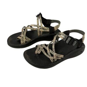 Chaco ZX/2 Classic Gray Cream Pattern Adjustable Straps Toe‎ Loop Sandals W8